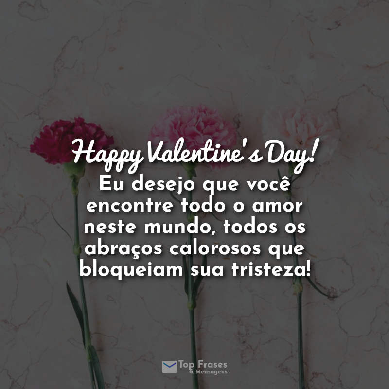 Frases: Happy Valentine's Day! Eu desejo que você encontre todo o amor neste mundo, todos os abraços calorosos que bloqueiam sua tristeza!