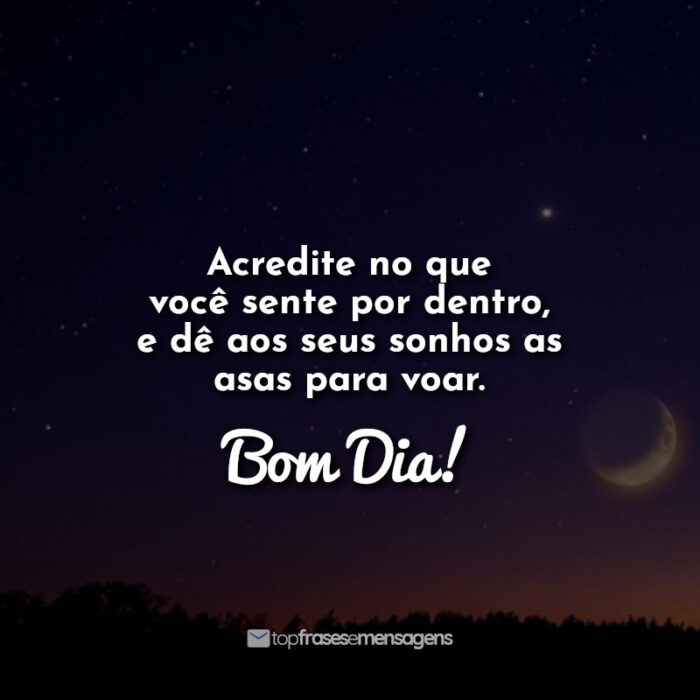 Acredite no que você sente por dentro, e dê aos seus sonhos as asas para voar. Boa Noite!