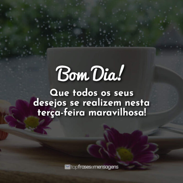 Frases Bom Dia! Que todos os seus desejos se realizem nesta terça-feira maravilhosa!