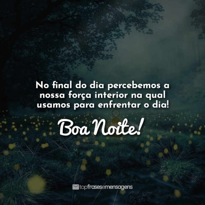 Frases de Boa Noite: No final do dia percebemos a nossa força interior na qual usamos para enfrentar o dia! Boa Noite!