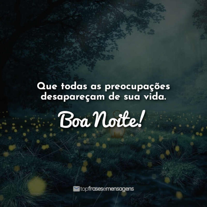 Frases de Boa Noite: Que todas as preocupações desapareçam de sua vida. Boa noite!