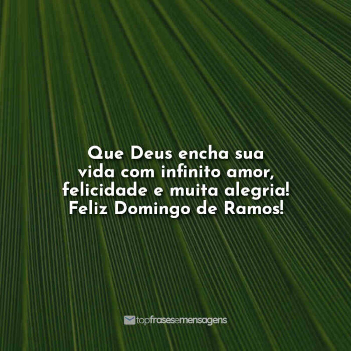 Que Deus encha sua vida com infinito amor, felicidade e muita alegria! Feliz Domingo de Ramos! Frases.