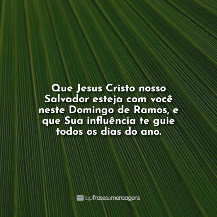 Que Jesus Cristo nosso Salvador esteja com você neste Domingo de Ramos, e que Sua influência te guie todos os dias do ano.