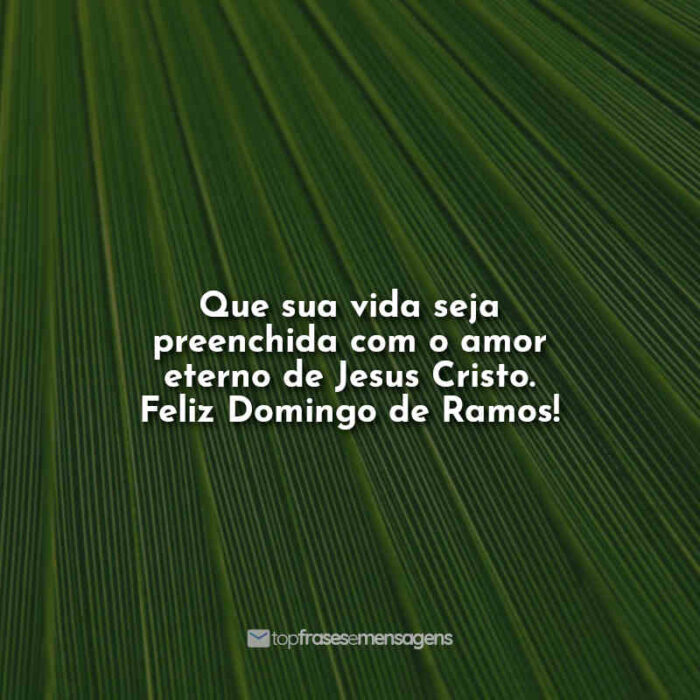 Que sua vida seja preenchida com o amor eterno de Jesus Cristo. Feliz Domingo de Ramos! Frases.