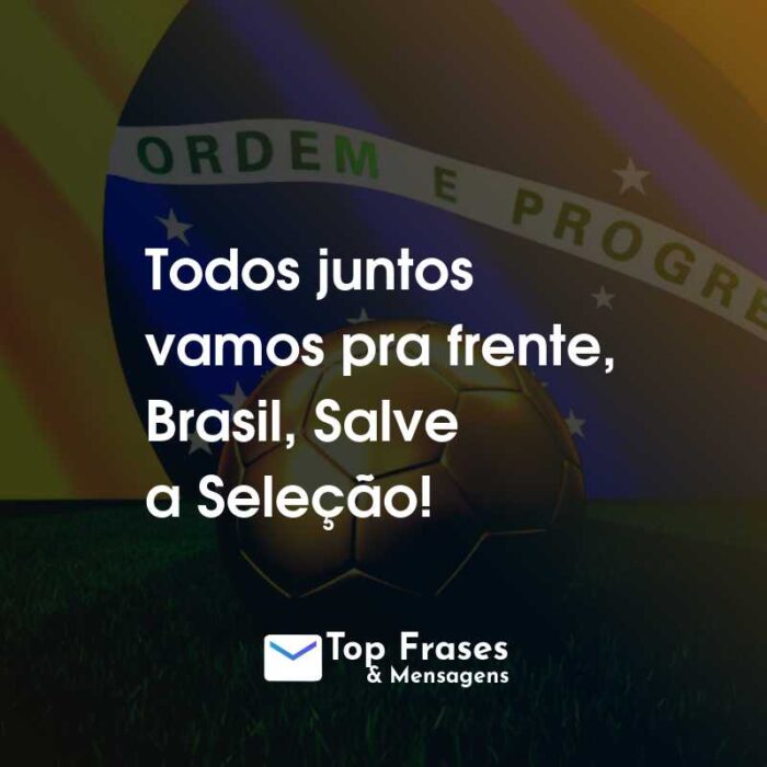 Frases para a Copa do Mundo: Rumo ao Hexa: Todos juntos vamos pra frente, Brasil, Salve a Seleção!