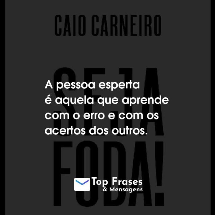 Frases do Livro Seja Foda! A pessoa esperta é aquela que aprende com o erro e com os acertos dos outros.