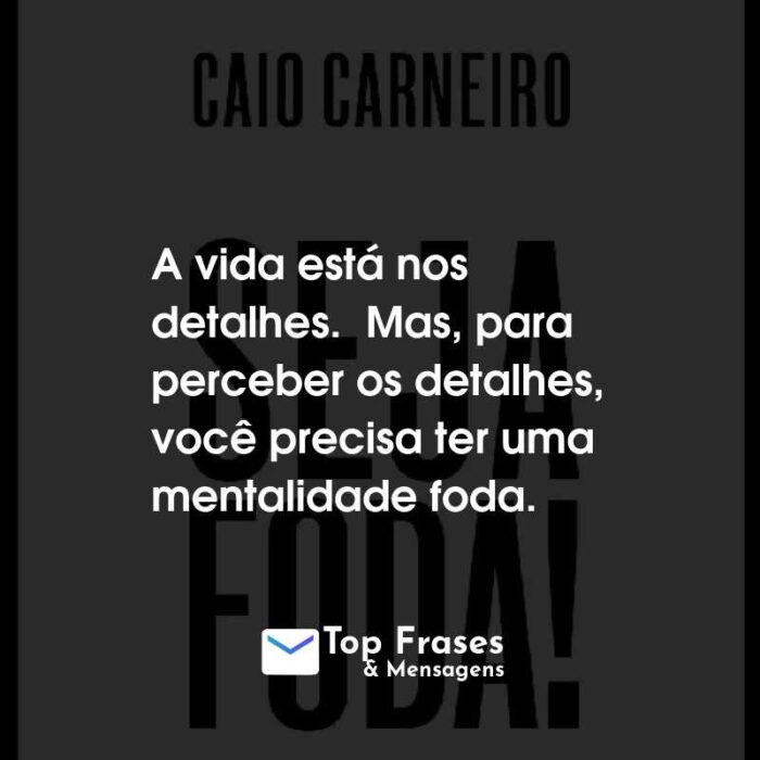 Frases do Livro Seja Foda! A vida está nos detalhes. Mas, para perceber os detalhes, você precisa ter uma mentalidade foda.