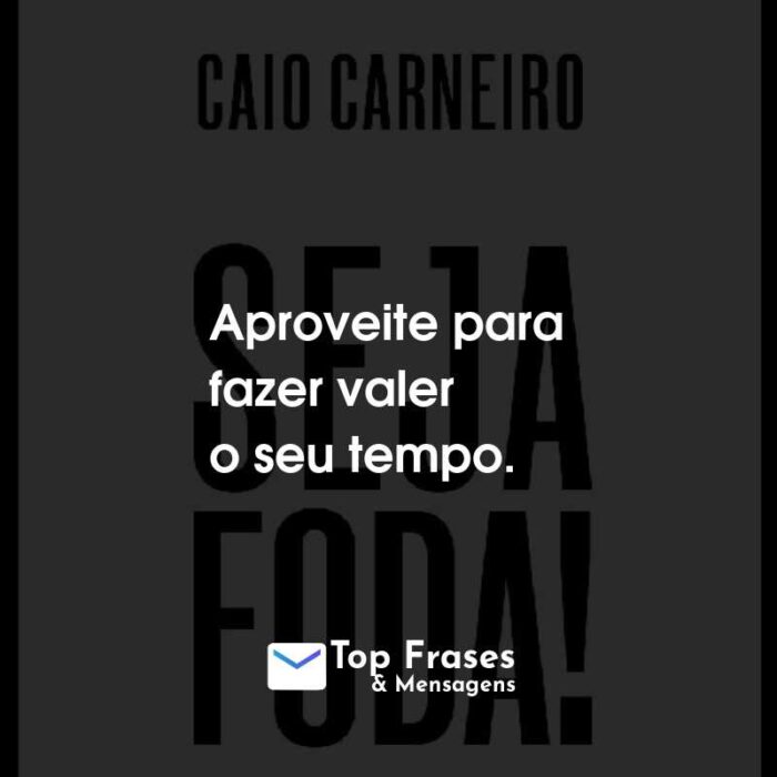 Frases do Livro Seja Foda! Aproveite para fazer valer o seu tempo.