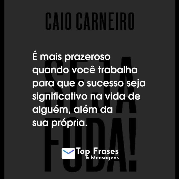 Frases do Livro Seja Foda! É mais prazeroso quando você trabalha para que o sucesso seja significativo na vida de alguém, além da sua própria.