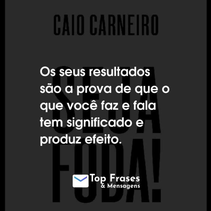 Frases do Livro Seja Foda! Os seus resultados são a prova de que o que você faz e fala tem significado e produz efeito.