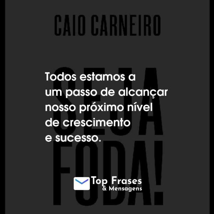 Frases do Livro Seja Foda! Todos estamos a um passo de alcançar nosso próximo nível de crescimento e sucesso.