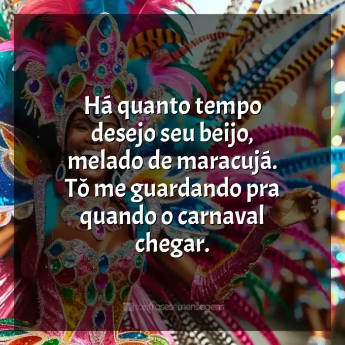 Frases marcantes de Marchinhas de Carnaval: Há quanto tempo desejo seu beijo, melado de maracujá. Tô me guardando pra quando o carnaval chegar.