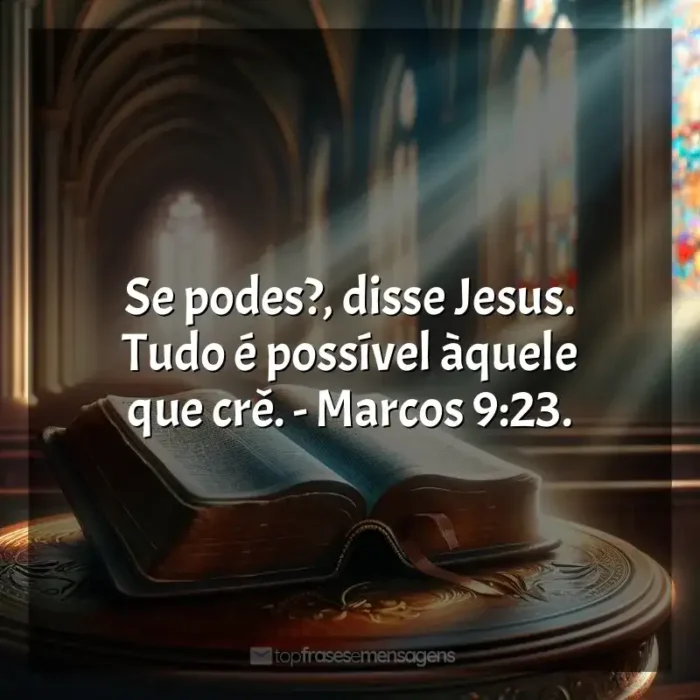 Frases de efeito dos livros Bíblia Sagrada: Se podes?, disse Jesus. Tudo é possível àquele que crê. - Marcos 9:23.